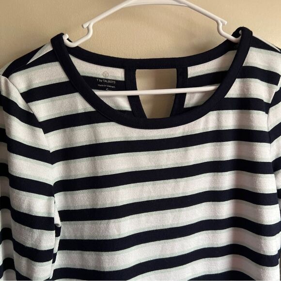 T by Talbots White Striped Lightweight Pullover Sweater - Picture 2 of 5